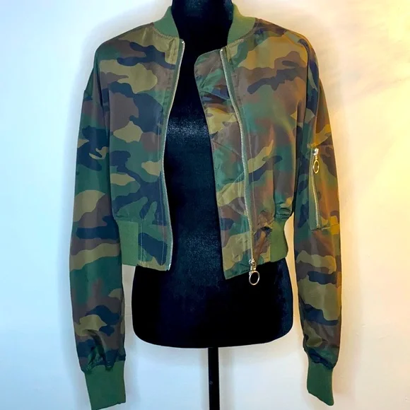 Army fatigue bomber jacket from Forever21 size L (large) - Picture 1 of 5